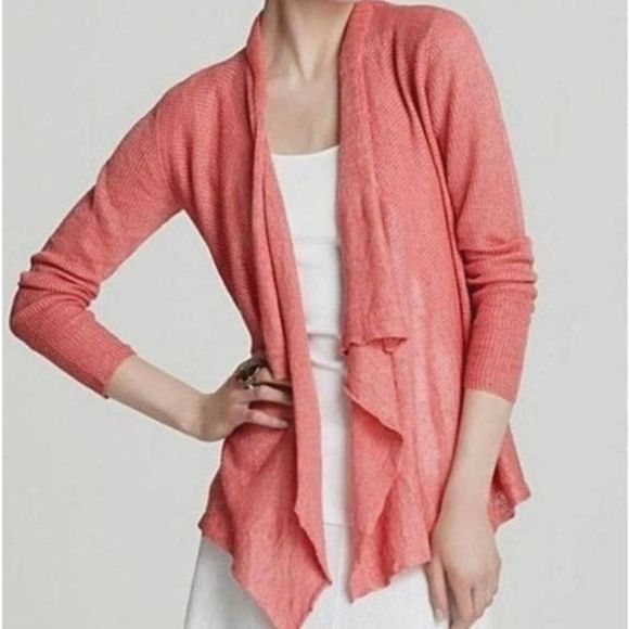 Eileen Fisher Sweaters - Eileen Fisher Cascading Linen Open Front Cardigan Waterfall Sweater Long Sleeve